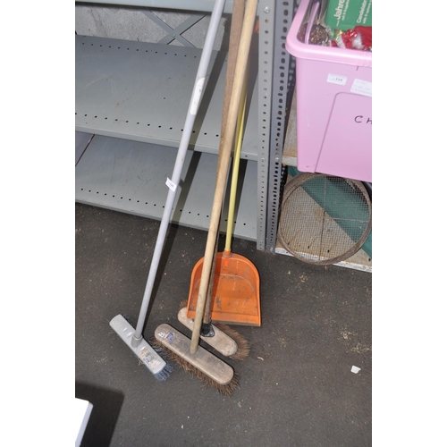 116 - 3 BROOMS AND DUST PAN
