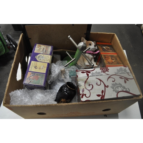 204 - BOX INC FRAMES, CHINA , ANIMALS AND OD TINS AND BOXES