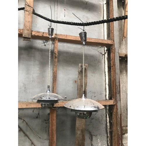 780 - PAIR OF CHROME RISE AND FALL CEILING LIGHTS