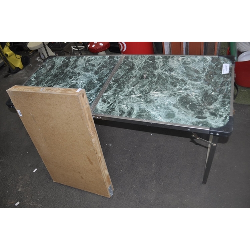 135 - ALUMINIUM FRAME FOLDING TABLE AND 1 OTHER