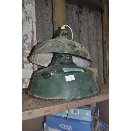 158 - 2 LARGE ENAMELED INDUSTRIAL LIGHT SHADES