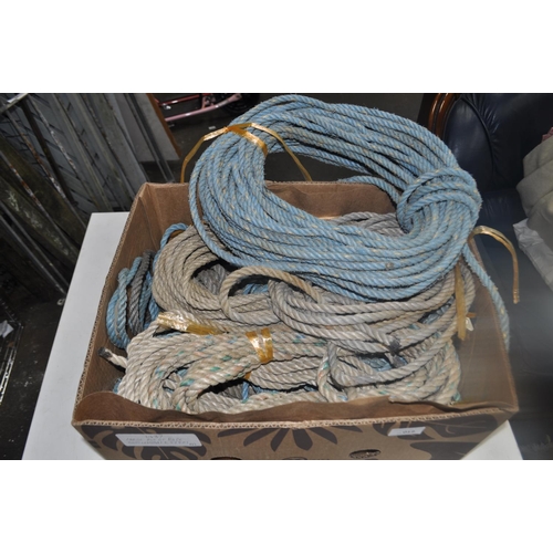 19 - LARGE BOX OF ASSORTED ROPES. RANGING IN SIZES