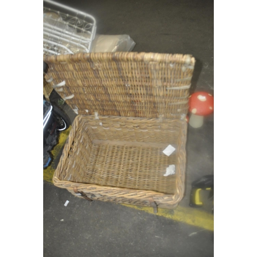 409 - LARGE WICKER LAUNDRY BASKET