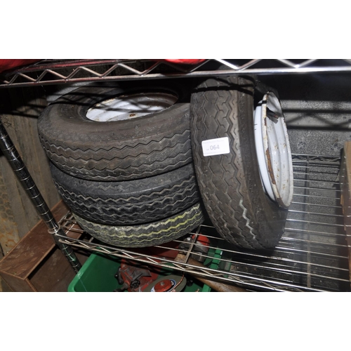 64 - 4 SACK BARROW/ TRAILER WHEELS AND TYRES