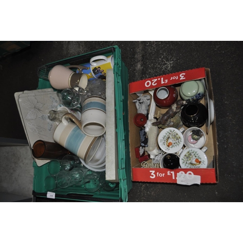 319 - 2 BOXES, LARGE QTY OF GLASSWARE AND BOWLS AND TRINKET BOXES