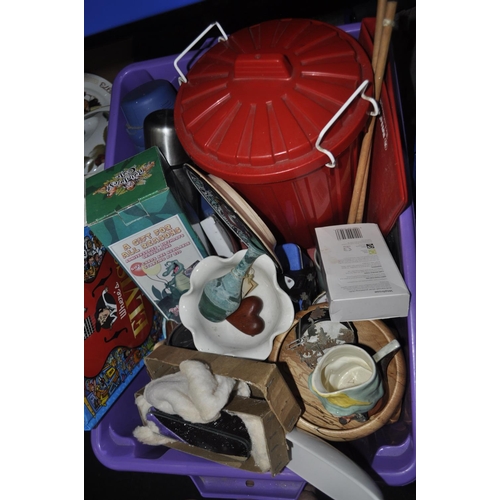 321 - QTY OF CHINAWARE, BOOKS, GIFT FOR ALL SEASONS, MINI DUSTBIN, CHARACTOR JUG ETC