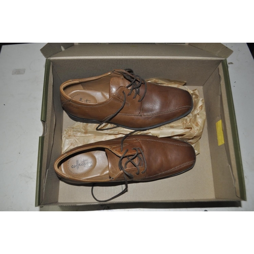 327 - PAIR OF GENTS LEATHER BROWN SHOES BY CLARKS
