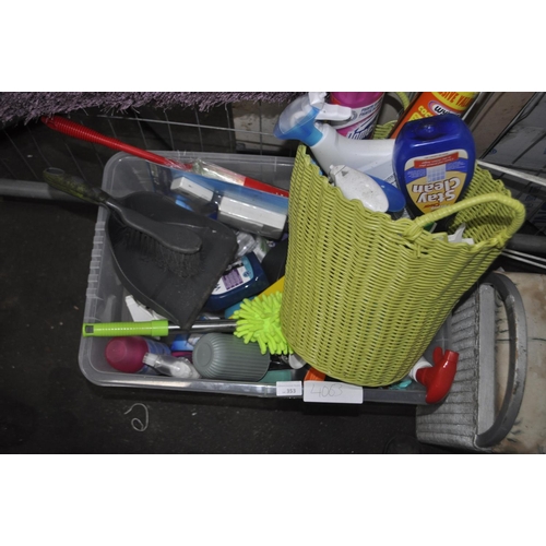 353 - LARGE CONTAINER OF CLEANING PRODUCTS