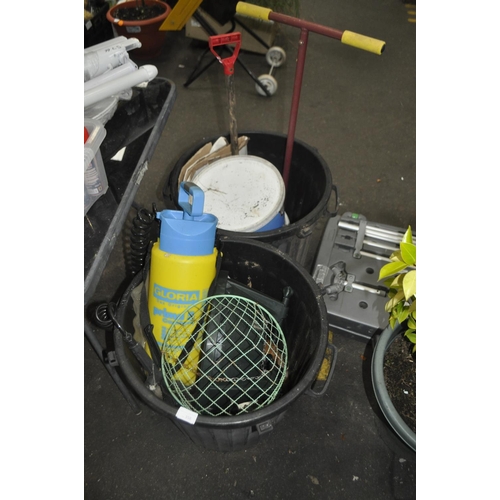 358 - 2 BLACK DUSTBINS FULL OF GARDEN ITEMS