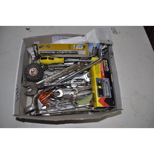 48 - BOX OF ASST SPANNERS AND TOOLS