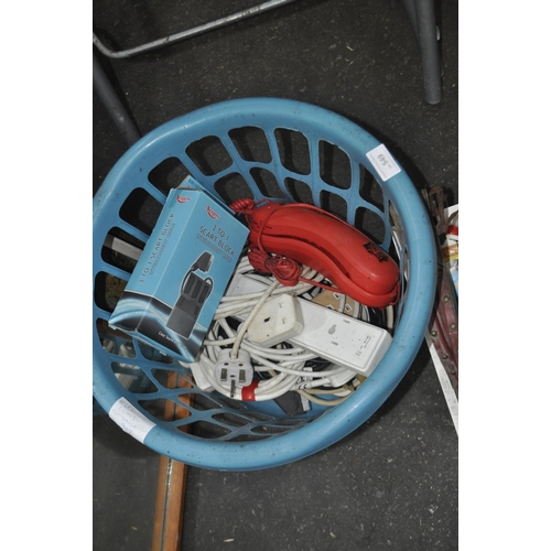 549 - BASKET OF EXTENSION LEADS AND LANDLINE