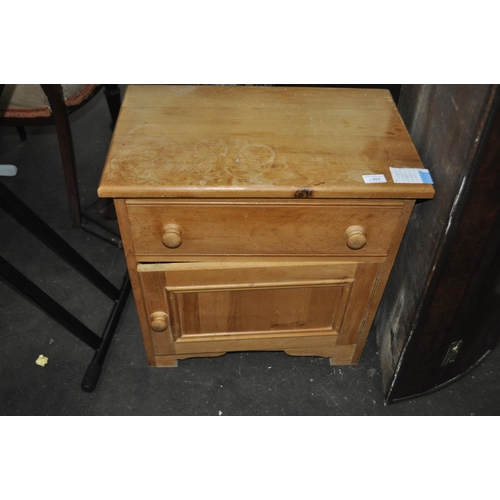 557 - PINE SINGLE DRAWER, SINGLE DOOR CABINET MODERN
