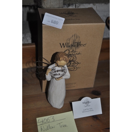 680 - WILLOW TREE, THANK YOU JUST FOR YOU 14CM TALL NO CHIPS