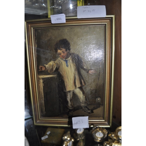 691 - FRAMED OIL ON BOARD OF CHILD 10