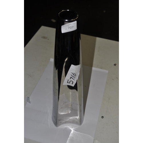 707 - SILVER COLOURED ROCKET SHAPED VASE