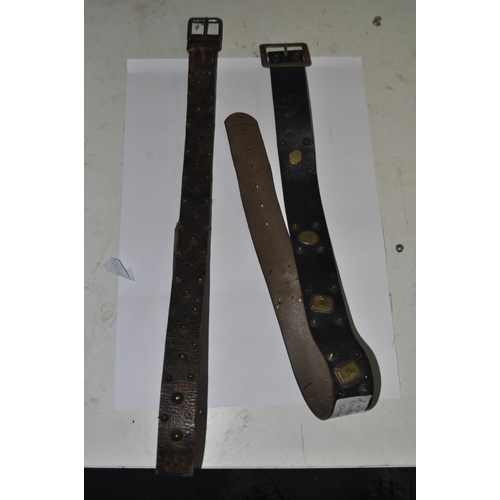709 - 2 ANTIQUE STUDDED DOG COLLARS