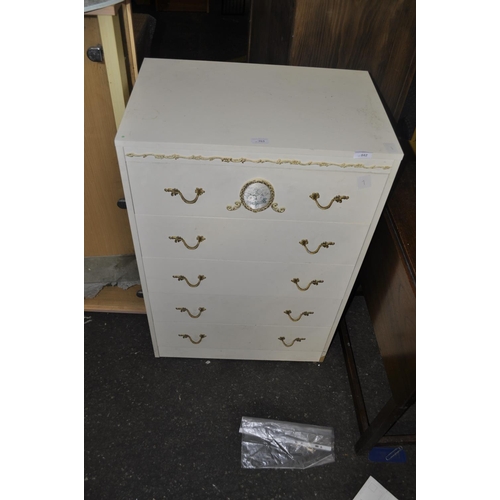 842 - 1970'S 5 DRAWER CREAM CHEST OF DRAWERS