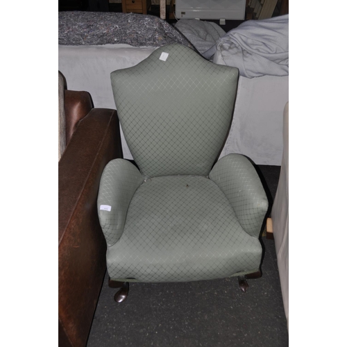 849 - EDWARDIAN SHIELD BACK ARMCHAIR