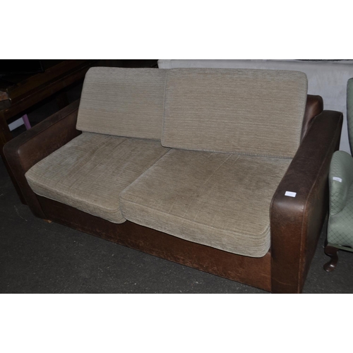 850 - SUEDE AND UPHOLSTERED 2 SEATER BED SETTEE