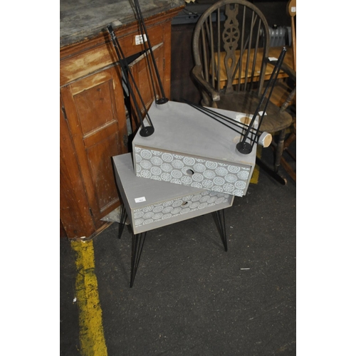 863 - PAIR OF GREY BEDSIDE CABINETS