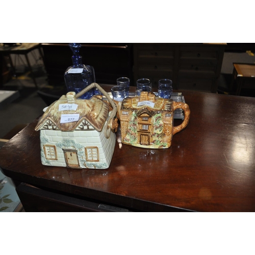 877 - COTTAGE WEAR SET AND DECANTER SET IN BLUE