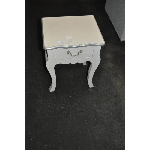 878 - PINK SINGLE DRAWER SIDE TABLE
