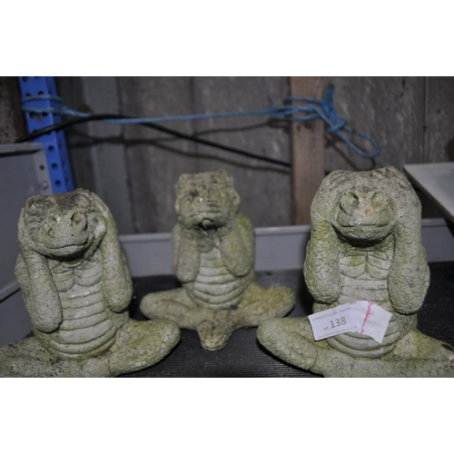 138 - SEE HEAR AND SPEAK NO EVIL GARDEN DRAON FIGURES