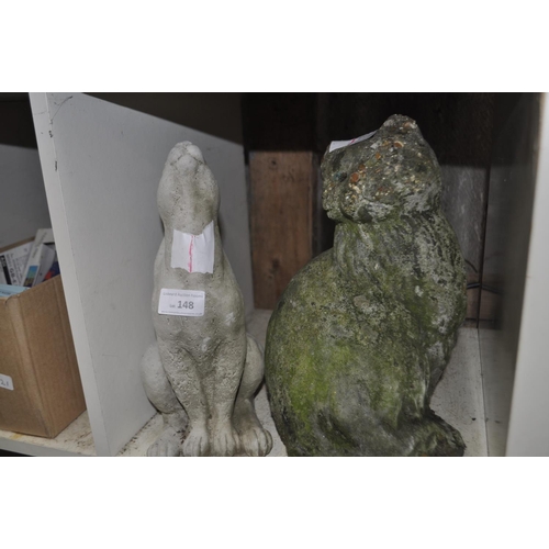 148 - CONCRETE HARE AND PERSIAN CAT FIGURE  BOTH APPROX 12 INCH