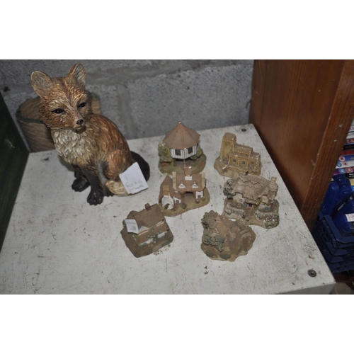 159 - FOX CUB ORNAMENT AND 6 X MINI HOUSE CERAMICS INC LILLIPUT AND DAVID WINTER