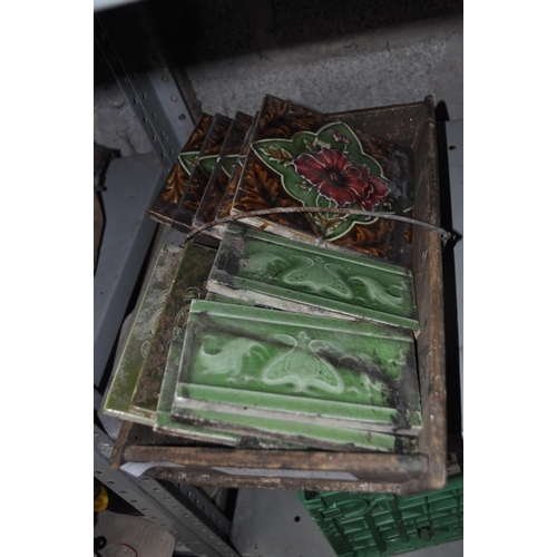 174 - VINTAGE TRUG OF ANTIQUE TILES