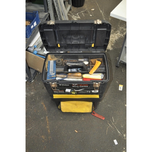 50 - WICKES 4 IN 1 MOBILE WORK CENTRE PLUS QTY OF TOOLS