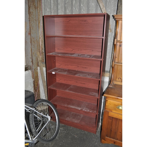 853 - 6 SHELF SIMULATED MAHOGANY BOOKSHELF