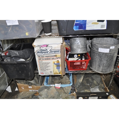 72 - GARAGE CLEARANCE ITEMS INC GALVANISED HANDLED BUCKETS AND AIR COMPRESSOR ETC