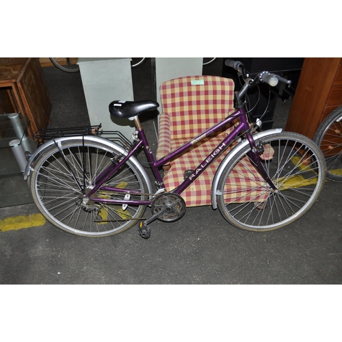 10 - RALEIGH LADIES PIONEER 15 SPEED MOUNTAIN BIKE WITH MUD GUARDS AND REAR PANNIER RACK