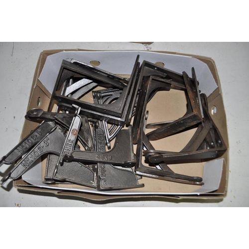 100 - A BOX OF METAL GNER SHELVING BRACKETS