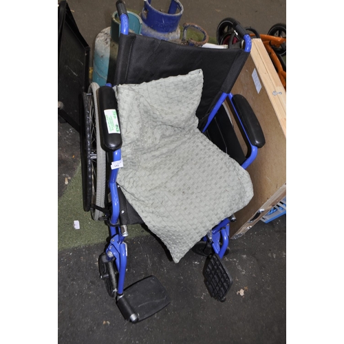 141 - BLUE UNADERED BIG WHEELED WHEELCHAIR