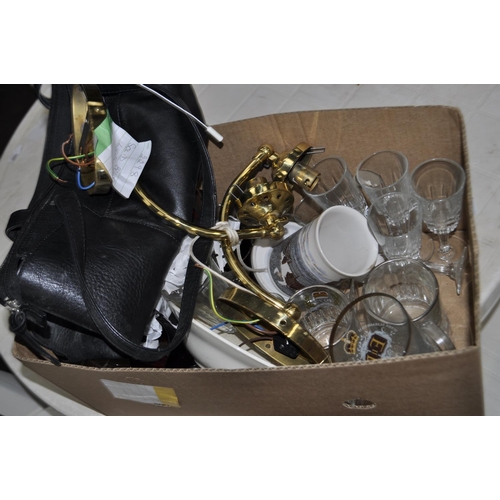 183 - BOX CONTAINING GLASSES AND LIGHT FITTINGS