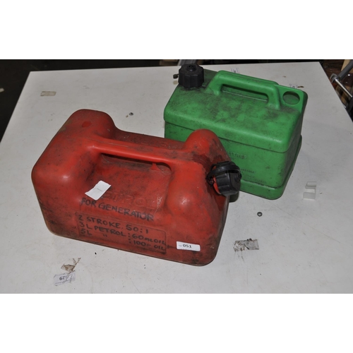 51 - 2 X PLASTIC FUEL CANS