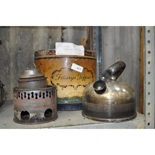 23 - VINTAGE CAMPING KETTLE AND MINI STOVE