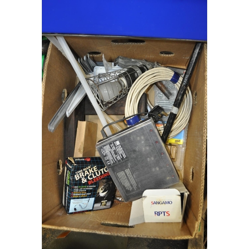 51 - MIXED SHED ITEMS INC INS LIGHT, BRAKE AND CLUTCH BLEEDING KIT,   BATTERY CHARGER AND QTY OF BRACKETS