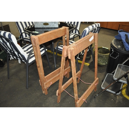 125 - PAIR OF WOODEN FOLDING TRESTLES