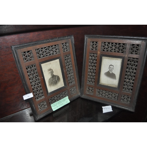 407 - PAIR OF ANGLO INDIAN PICTURE FRAMES WITH WW1 EARER PICTURES