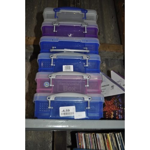 405 - 6 X LIDDED STACKABLE STORAGE BOXES