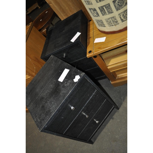 661 - PAIR OF BLACK ASH BEDSIDE CHESTS