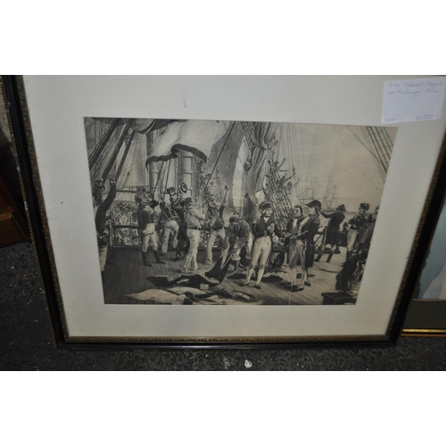 764 - FRAMED NELSONS SIGNAL AT TRAFALGAR PRINT