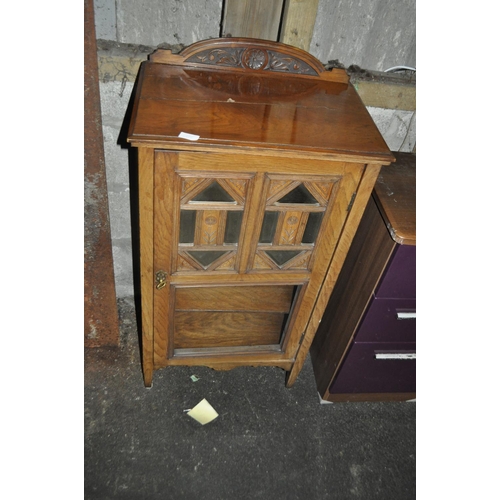 878 - ANTIQUE MIRRORED INLAID CABINET WITH KEY