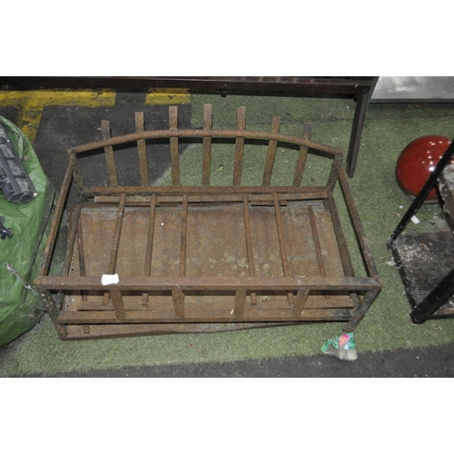 136 - XL CAST IRON FIRE GRATE AND TRAY  34 INCH X 22 INCH DEEP