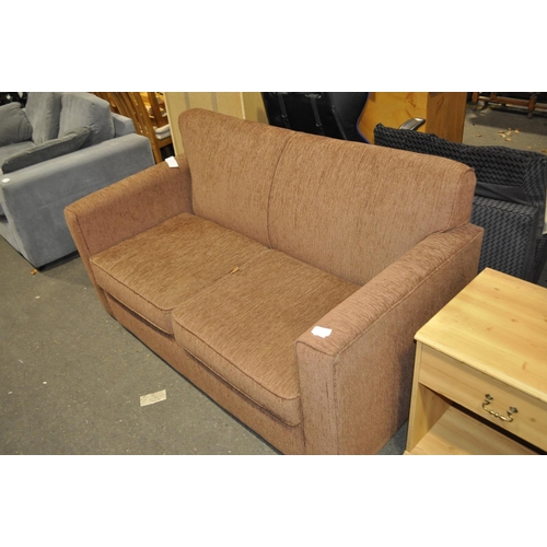 607 - 2 SEATER BROWN SOFA