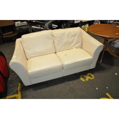 348 - WHITE 2 SEATER SOFA