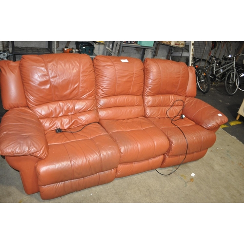 374 - RED ELECTRIC RECLINGING SOFA